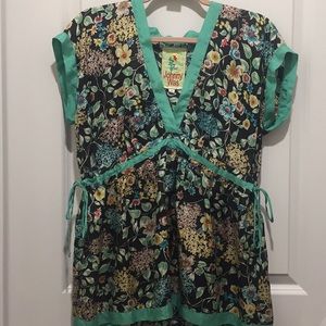 Johnny Was Floral Silk Top